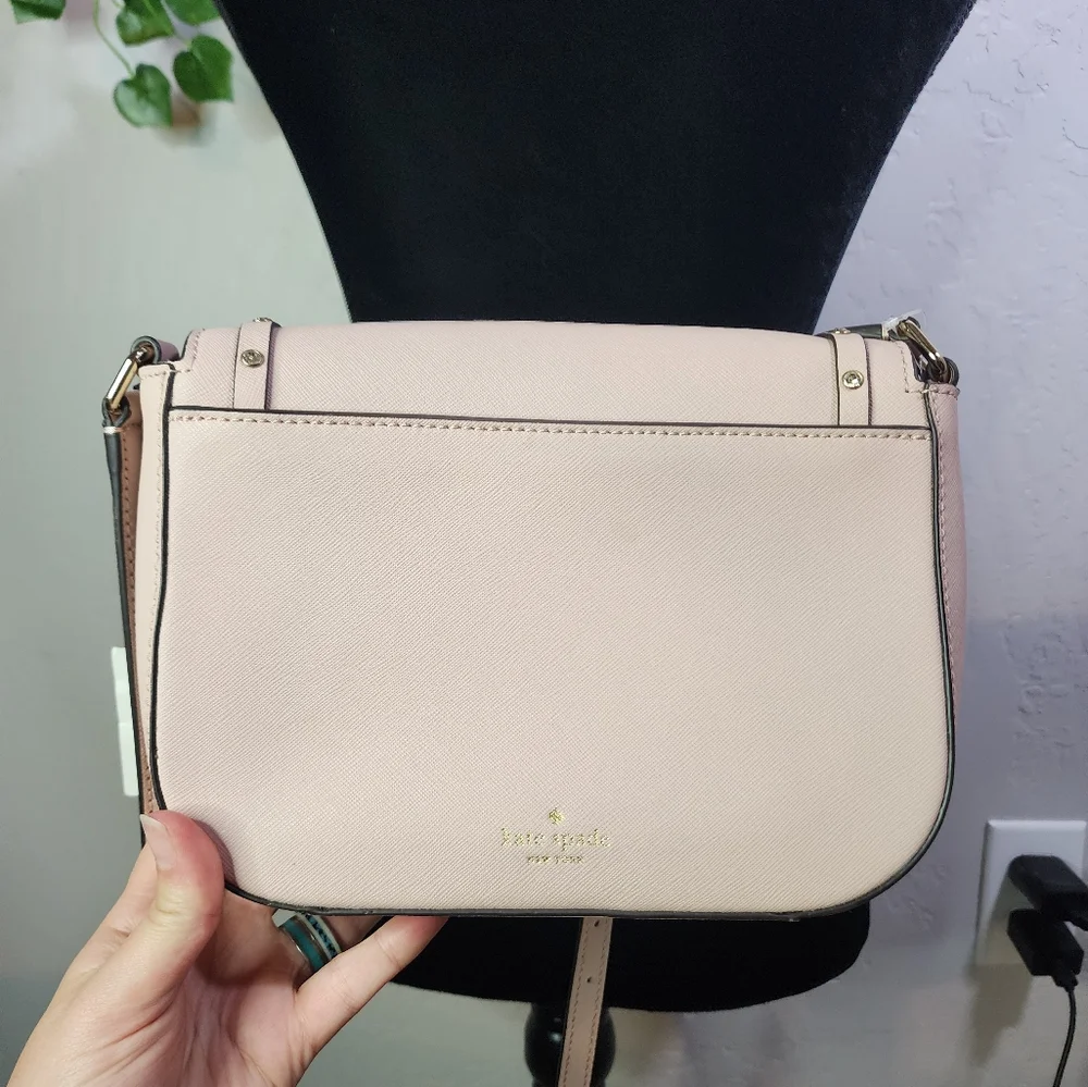 Kate Spade New York Laurel Way Jeweled‎ Saffiano Pink Cream Crossbody